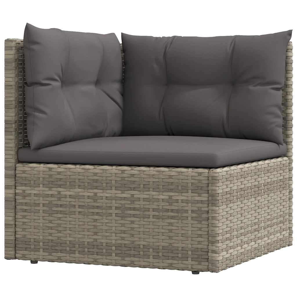 vidaXL Canapé d'angle de jardin avec coussins Gris Résine tressée