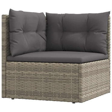 vidaXL Canapé d'angle de jardin avec coussins Gris Résine tressée
