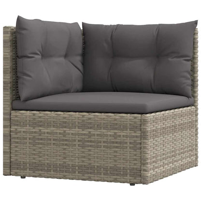 vidaXL Canapé d'angle de jardin avec coussins Gris Résine tressée