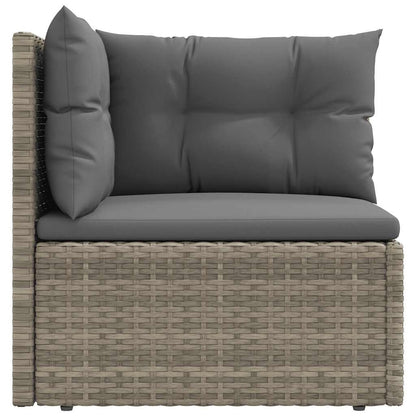 vidaXL Canapé d'angle de jardin avec coussins Gris Résine tressée