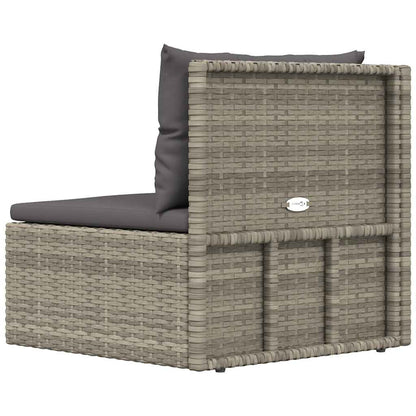 vidaXL Canapé d'angle de jardin avec coussins Gris Résine tressée