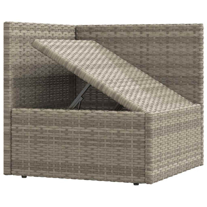 vidaXL Canapé d'angle de jardin avec coussins Gris Résine tressée