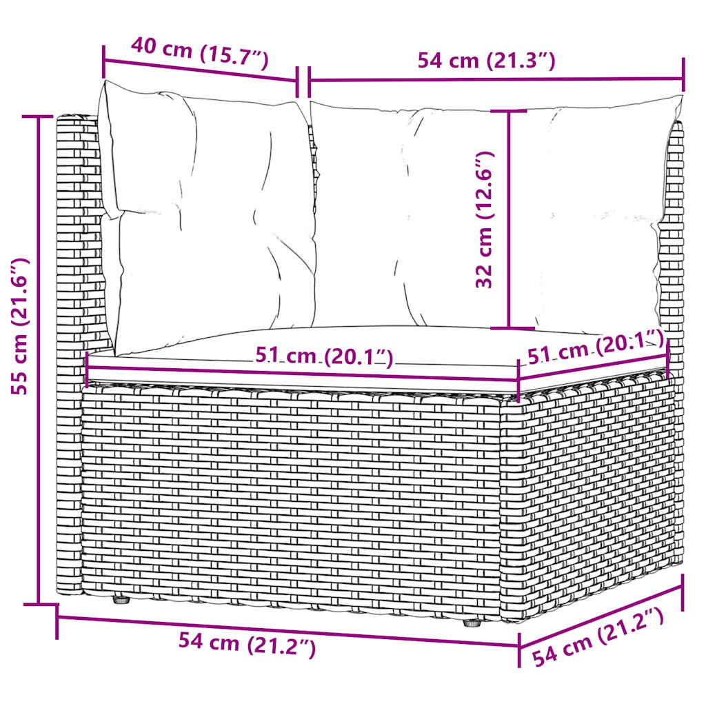 vidaXL Canapé d'angle de jardin avec coussins Gris Résine tressée