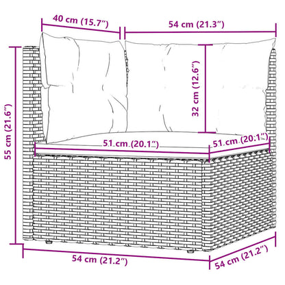 vidaXL Canapé d'angle de jardin avec coussins Gris Résine tressée