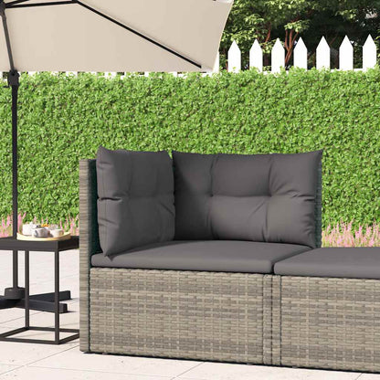 vidaXL Canapé d'angle de jardin avec coussins Gris Résine tressée