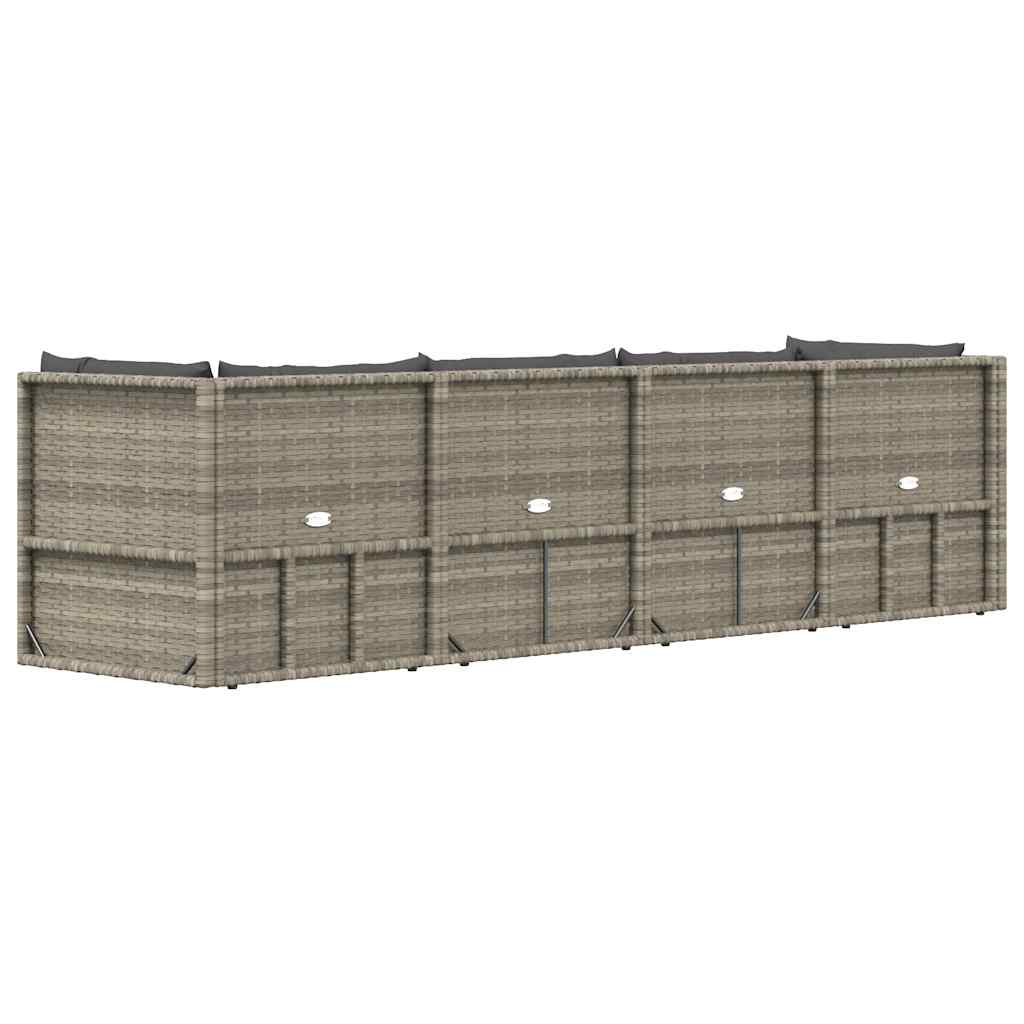 vidaXL 4-tlg. Garten-Lounge-Set mit Kissen Grau Poly Rattan