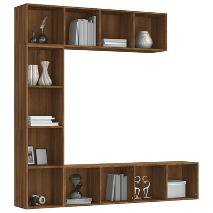 vidaXL 3-tlg. Bücherregal-/TV-Schrank-Set Braun Eichen-Optik