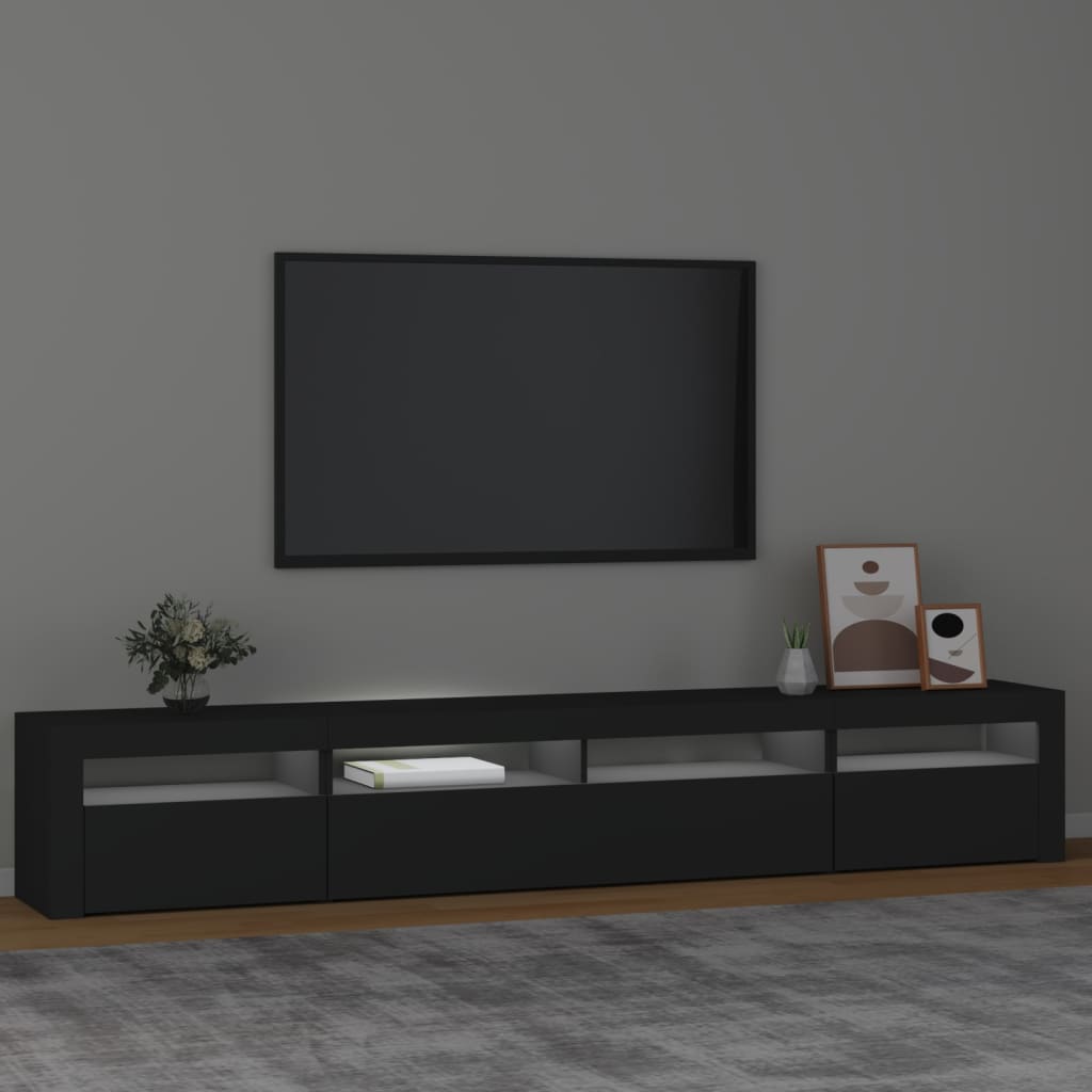 vidaXL TV-Schrank mit LED-Leuchten Schwarz 240x35x40 cm