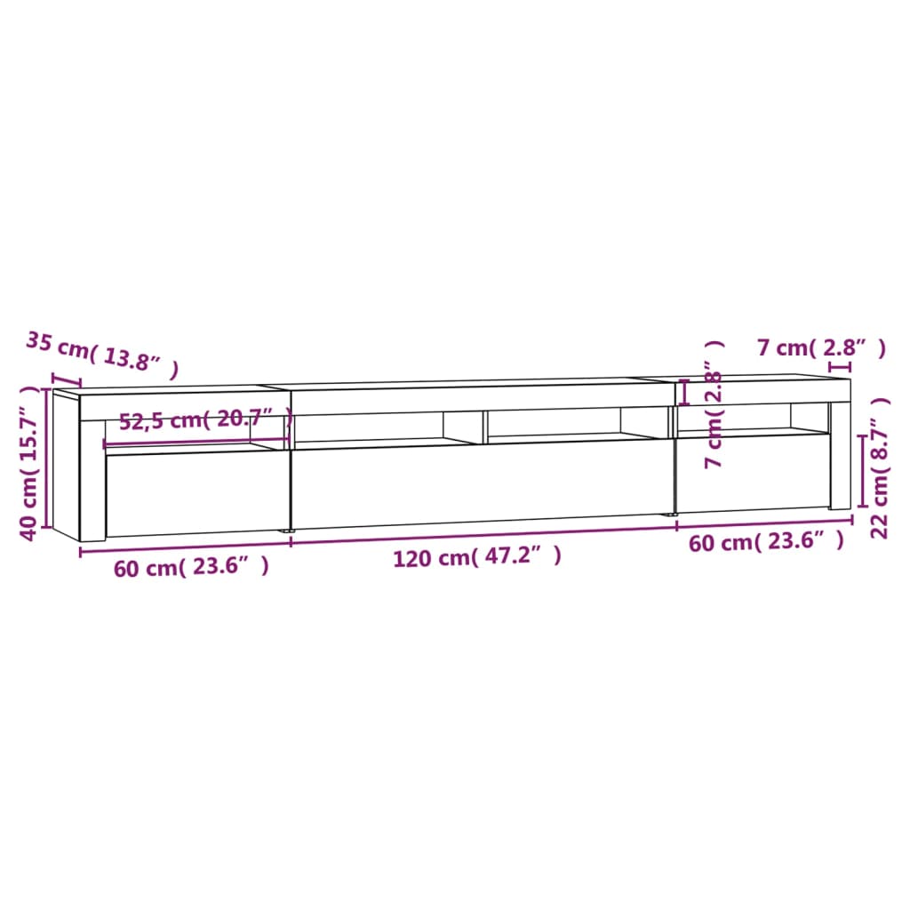 vidaXL TV-Schrank mit LED-Leuchten Sonoma-Eiche 240x35x40 cm