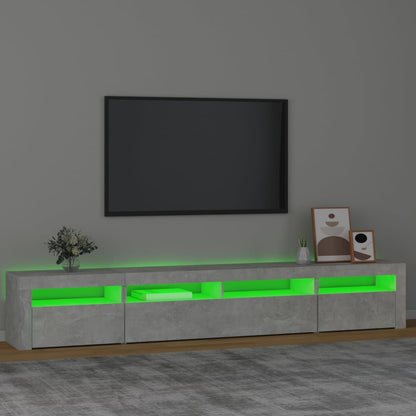 vidaXL TV-Schrank mit LED-Leuchten Betongrau 240x35x40 cm