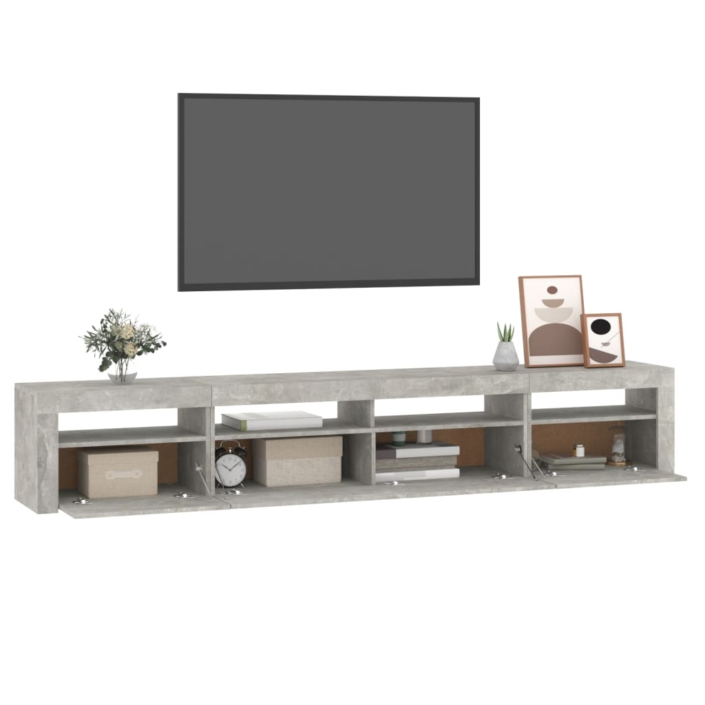 vidaXL TV-Schrank mit LED-Leuchten Betongrau 240x35x40 cm