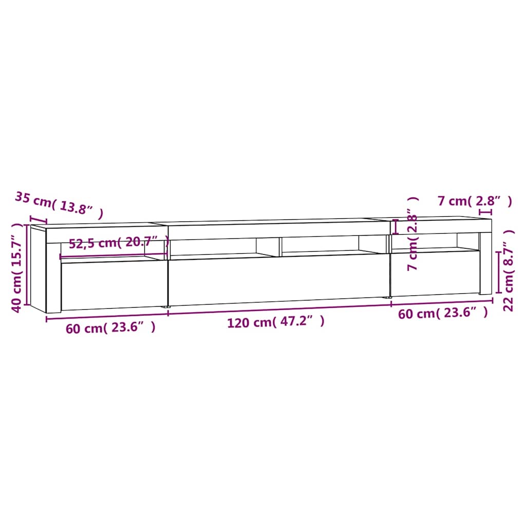 vidaXL TV-Schrank mit LED-Leuchten Räuchereiche 240x35x40 cm