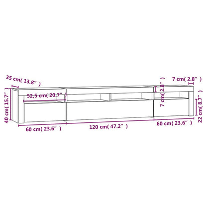 vidaXL TV-Schrank mit LED-Leuchten Räuchereiche 240x35x40 cm