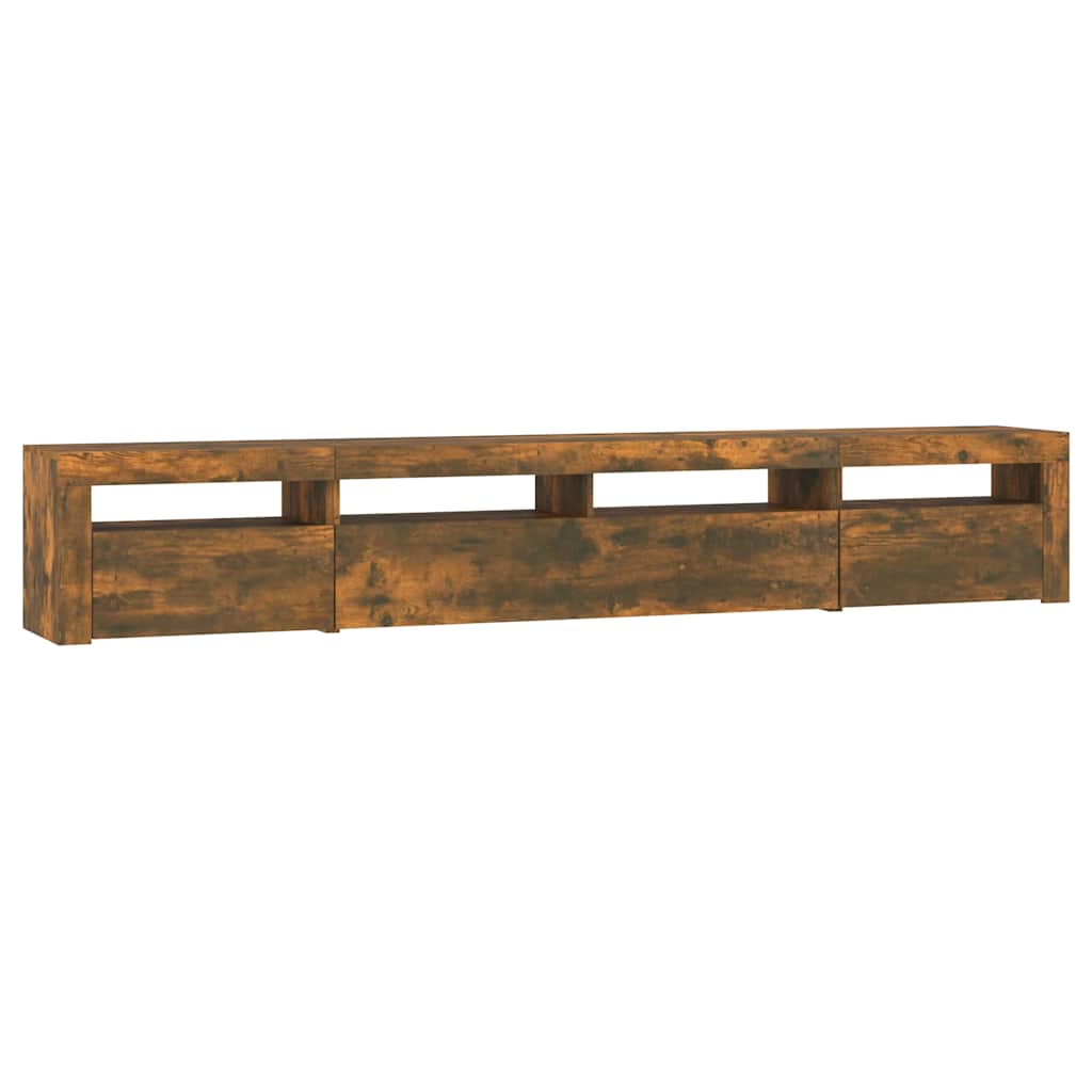 vidaXL TV-Schrank mit LED-Leuchten Räuchereiche 240x35x40 cm