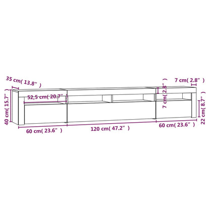 Meuble TV vidaXL avec lumières LED gris Sonoma 240x35x40 cm