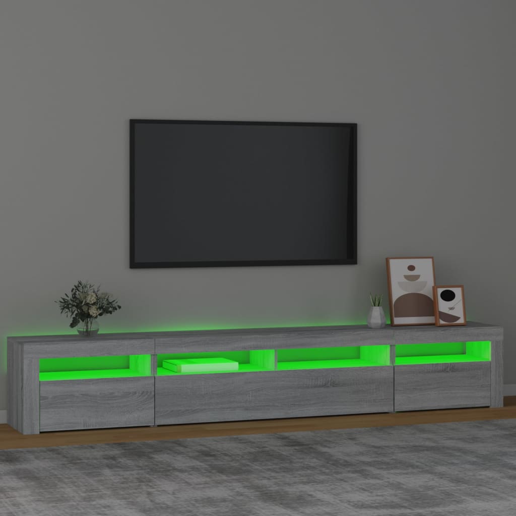 Meuble TV vidaXL avec lumières LED gris Sonoma 240x35x40 cm