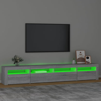 Meuble TV vidaXL avec lumières LED gris Sonoma 240x35x40 cm