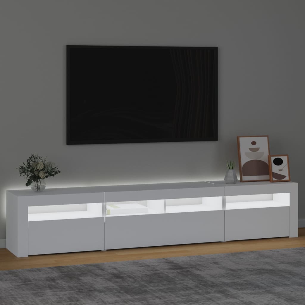 Meuble TV vidaXL avec lumières LED blanc 210x35x40 cm