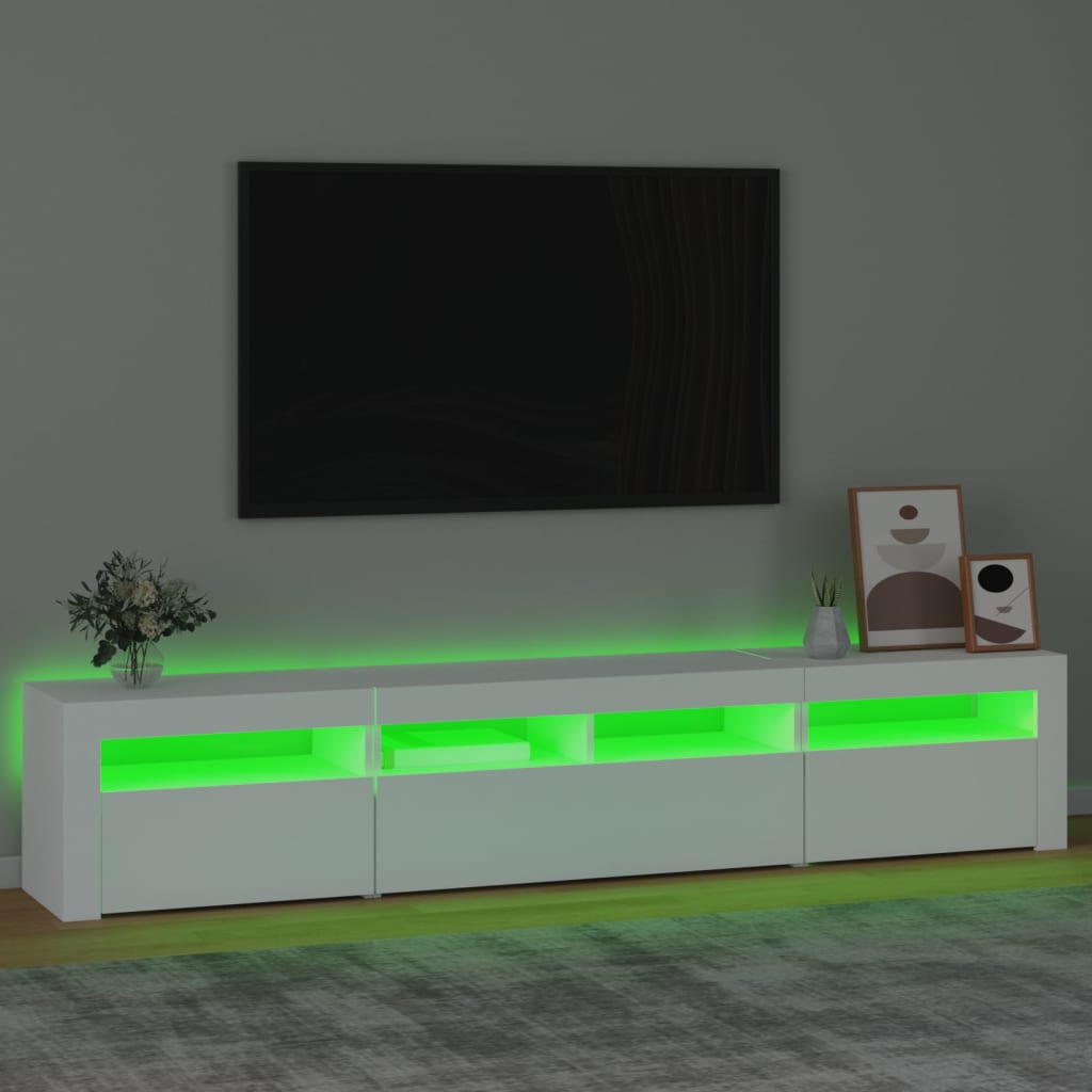 Meuble TV vidaXL avec lumières LED blanc 210x35x40 cm
