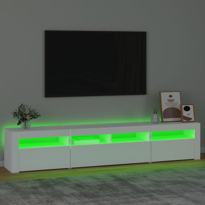 Meuble TV vidaXL avec lumières LED blanc 210x35x40 cm