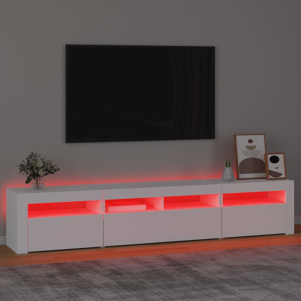 Meuble TV vidaXL avec lumières LED blanc 210x35x40 cm