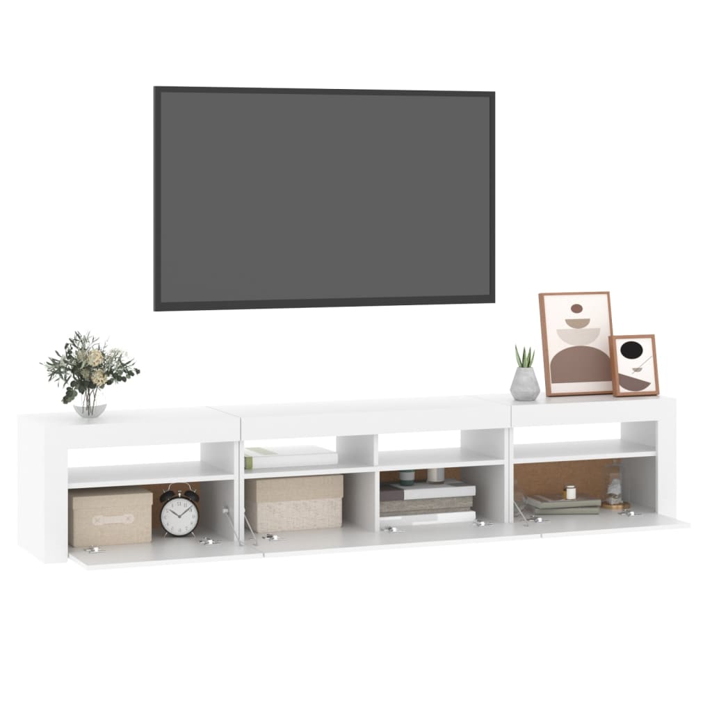 Meuble TV vidaXL avec lumières LED blanc 210x35x40 cm