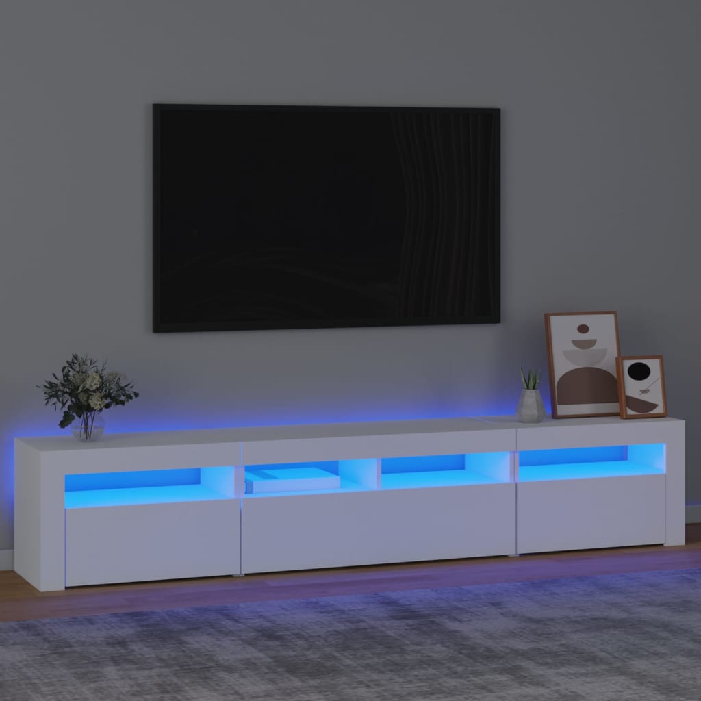 Meuble TV vidaXL avec lumières LED blanc 210x35x40 cm