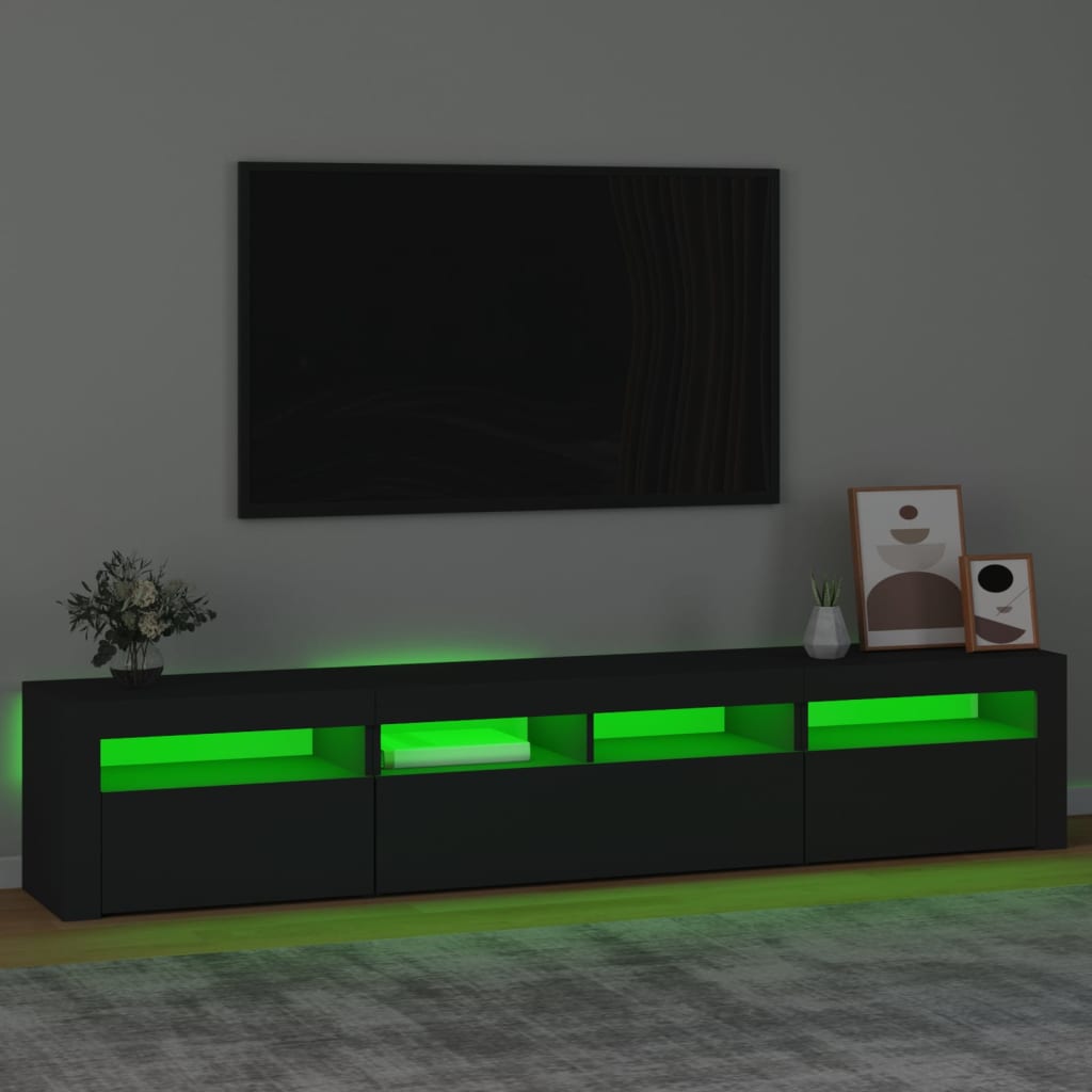 vidaXL TV-Schrank mit LED-Leuchten Schwarz 210x35x40 cm