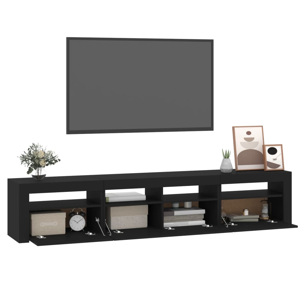 vidaXL TV-Schrank mit LED-Leuchten Schwarz 210x35x40 cm