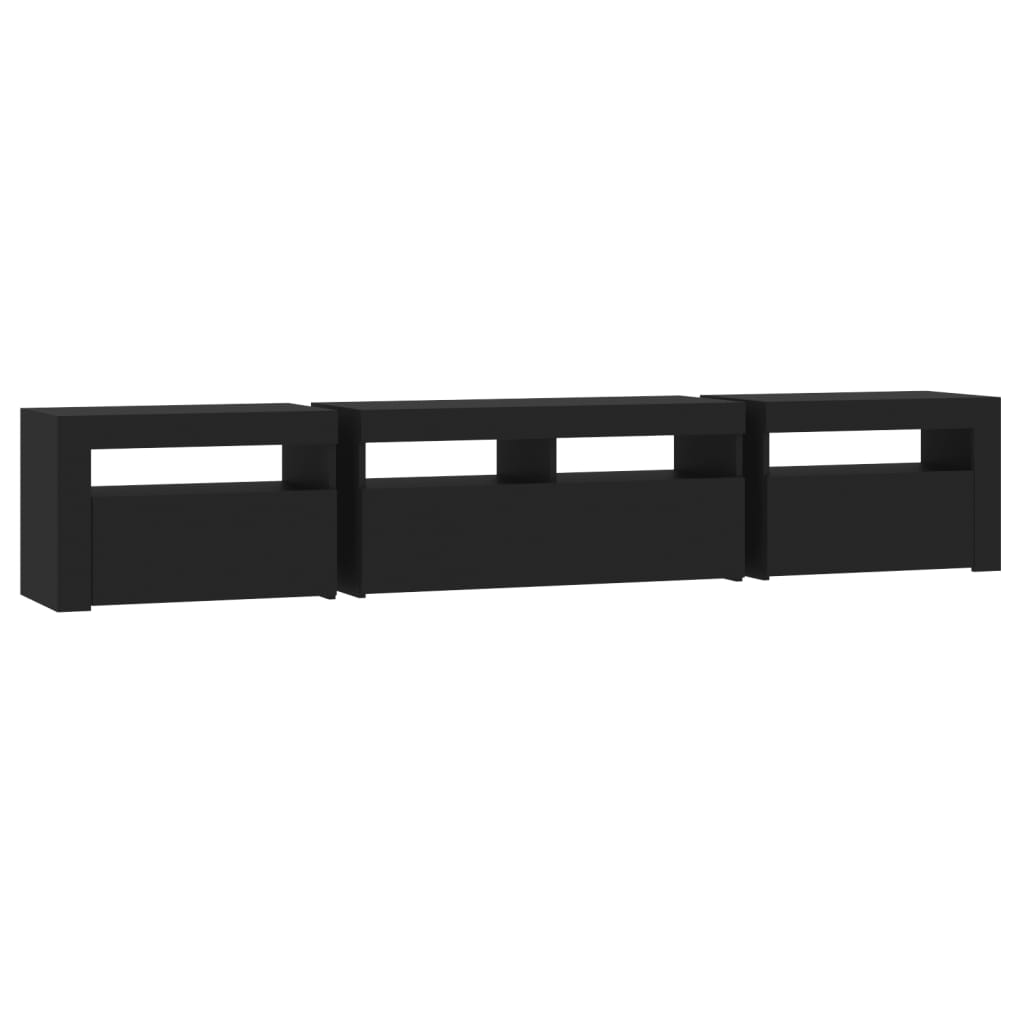 vidaXL TV-Schrank mit LED-Leuchten Schwarz 210x35x40 cm