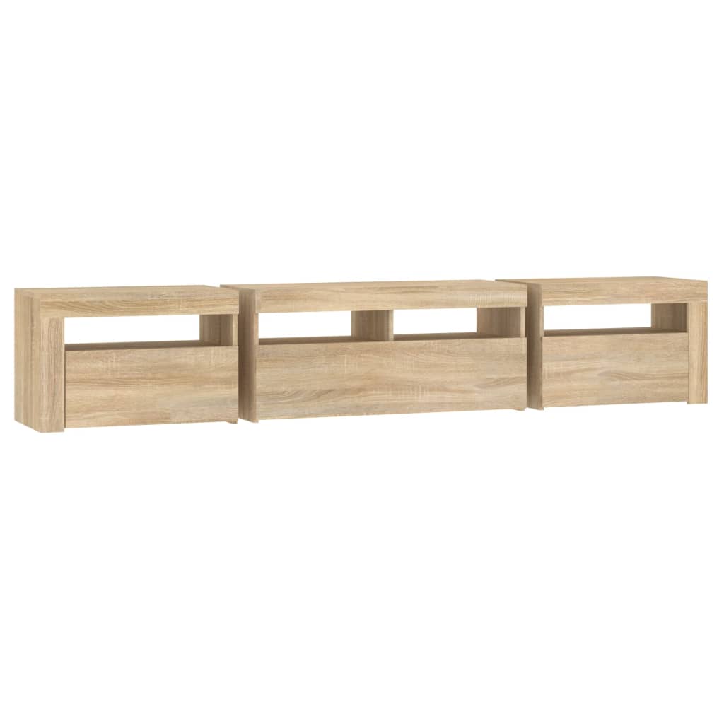 vidaXL TV-Schrank mit LED-Leuchten Sonoma-Eiche 210x35x40 cm