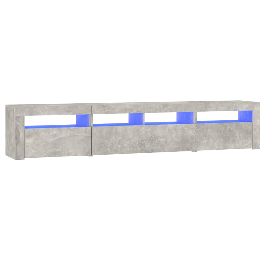Meuble TV vidaXL avec lumières LED gris béton 210x35x40 cm