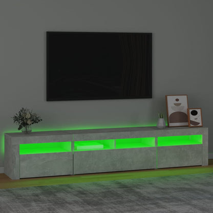 Meuble TV vidaXL avec lumières LED gris béton 210x35x40 cm