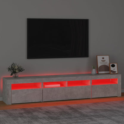 Meuble TV vidaXL avec lumières LED gris béton 210x35x40 cm