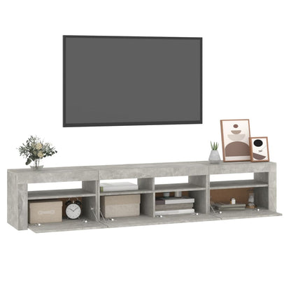 Meuble TV vidaXL avec lumières LED gris béton 210x35x40 cm