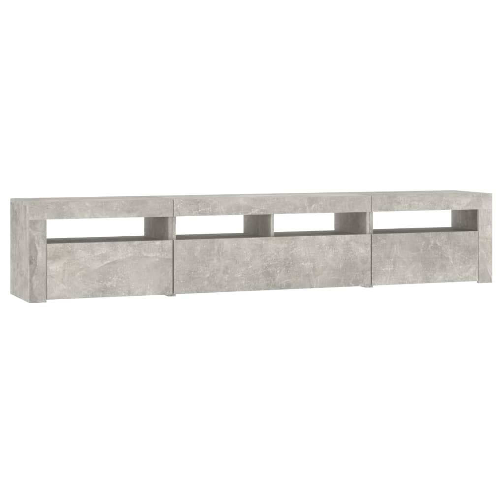 Meuble TV vidaXL avec lumières LED gris béton 210x35x40 cm