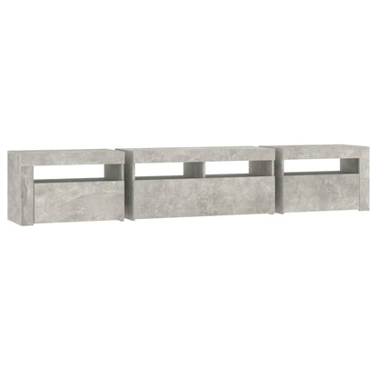 Meuble TV vidaXL avec lumières LED gris béton 210x35x40 cm
