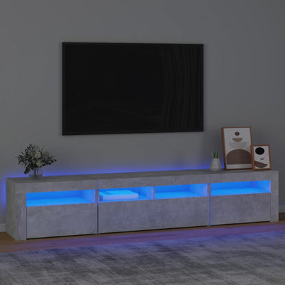 Meuble TV vidaXL avec lumières LED gris béton 210x35x40 cm