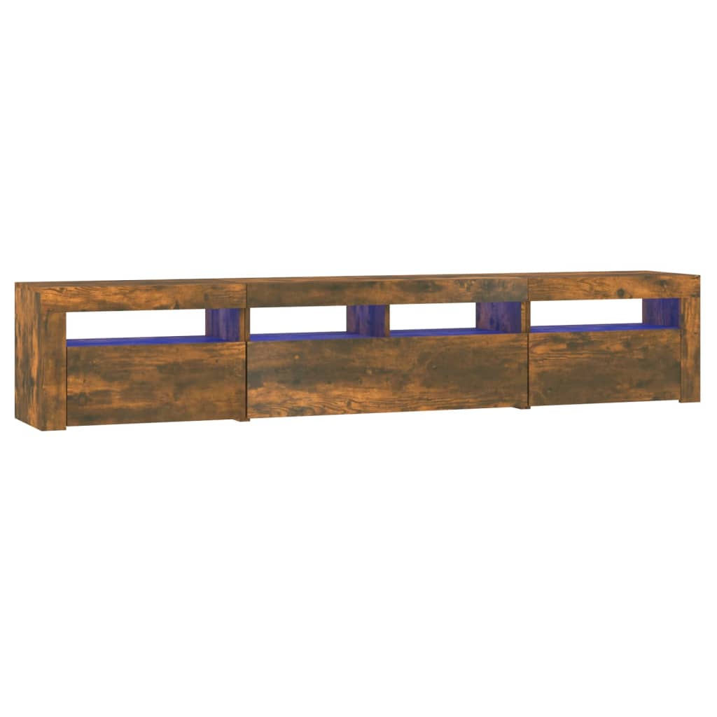 Meuble TV vidaXL avec lumières LED chêne fumé 210x35x40 cm