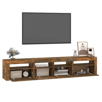 Meuble TV vidaXL avec lumières LED chêne fumé 210x35x40 cm