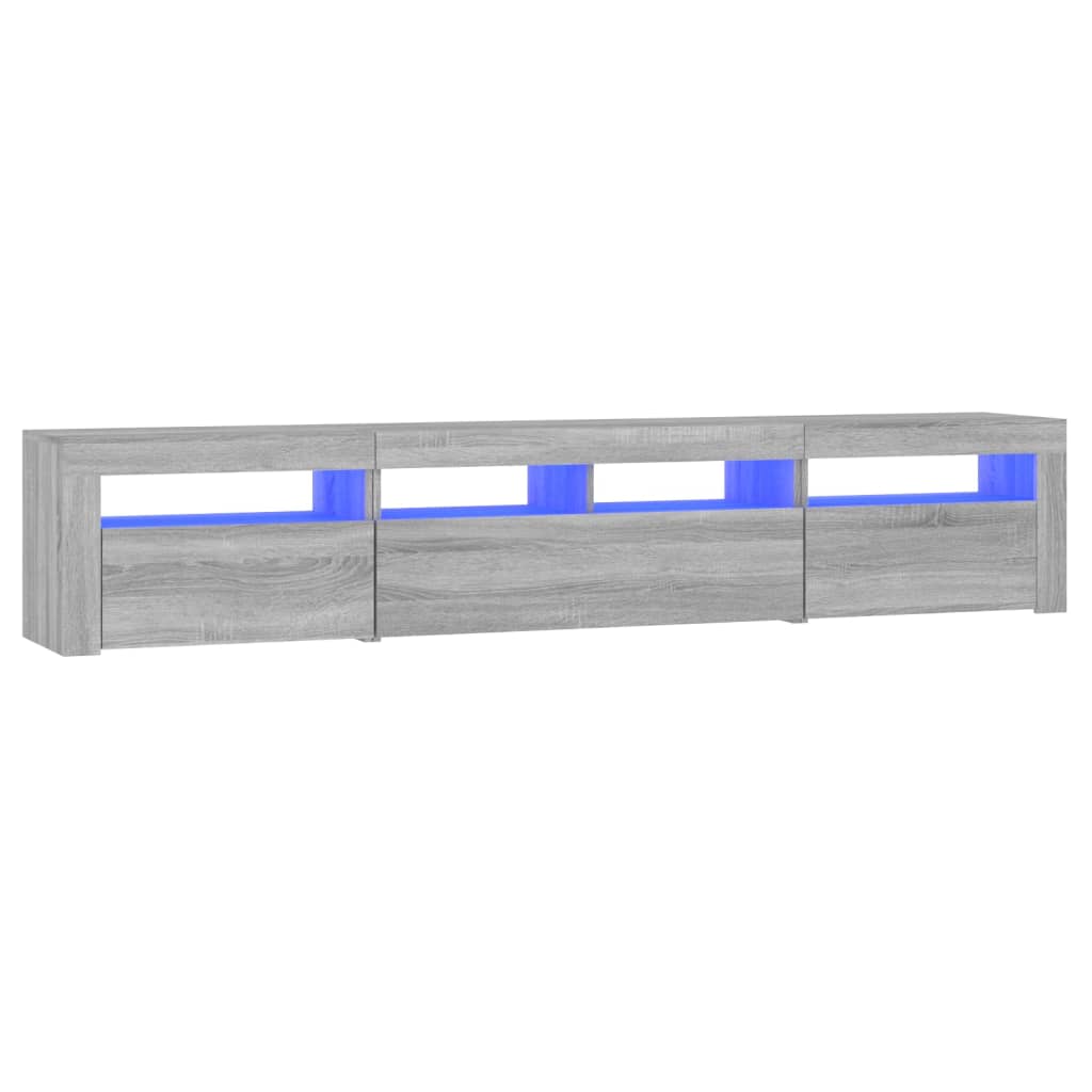 Meuble TV vidaXL avec lumières LED gris Sonoma 210x35x40 cm