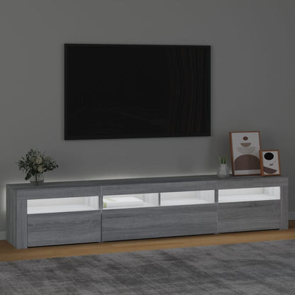 Meuble TV vidaXL avec lumières LED gris Sonoma 210x35x40 cm