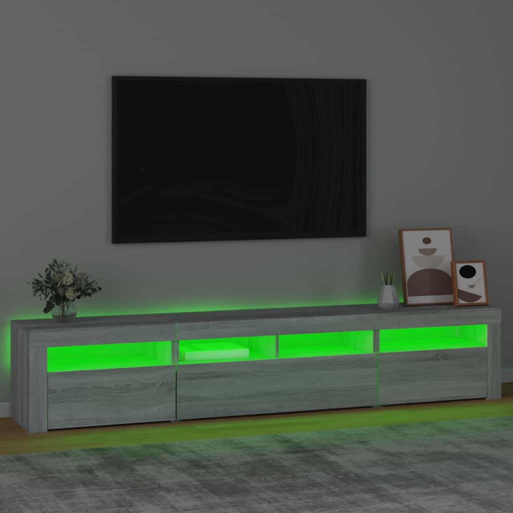 Meuble TV vidaXL avec lumières LED gris Sonoma 210x35x40 cm