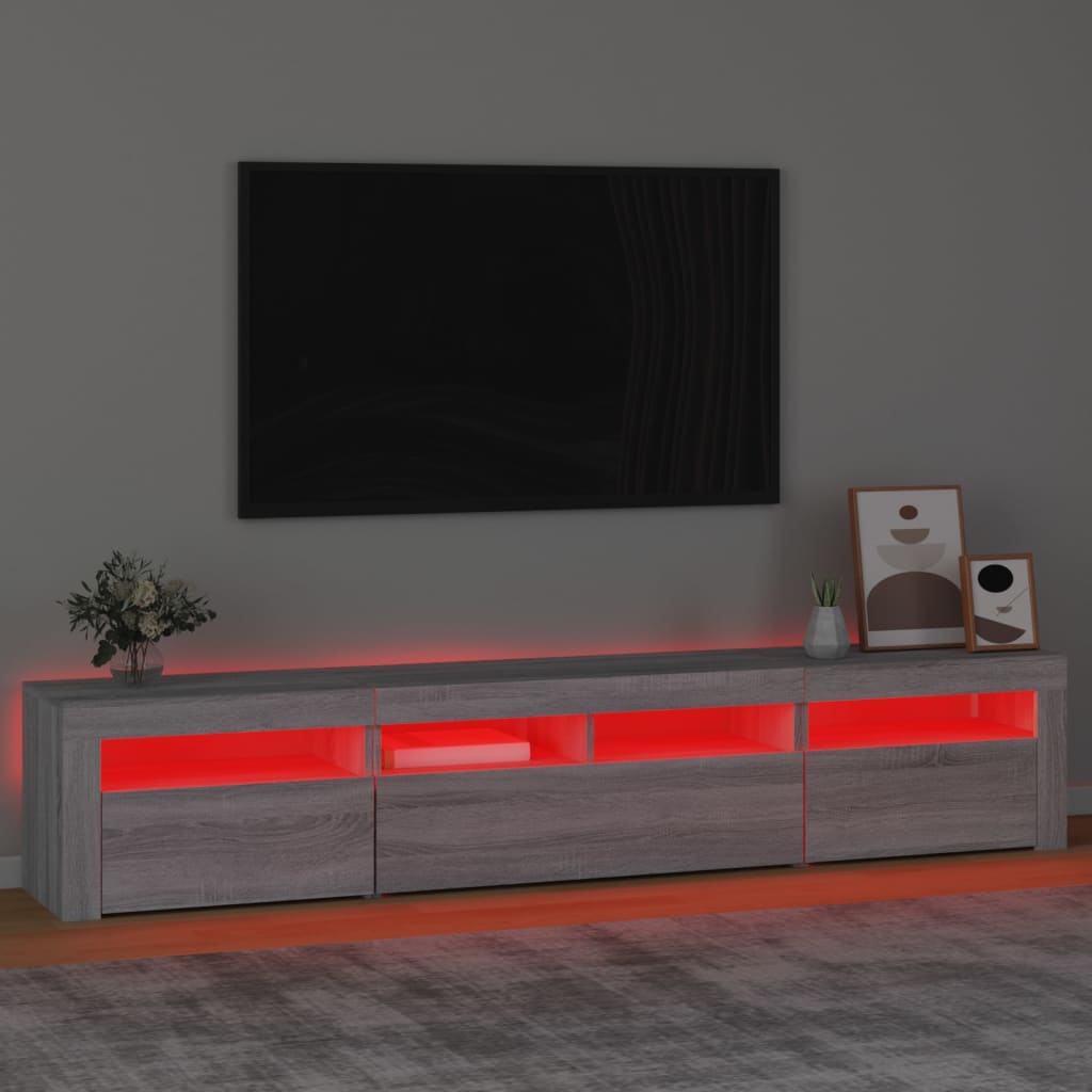Meuble TV vidaXL avec lumières LED gris Sonoma 210x35x40 cm