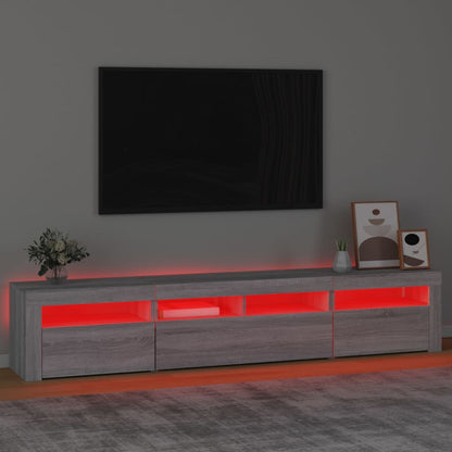 Meuble TV vidaXL avec lumières LED gris Sonoma 210x35x40 cm