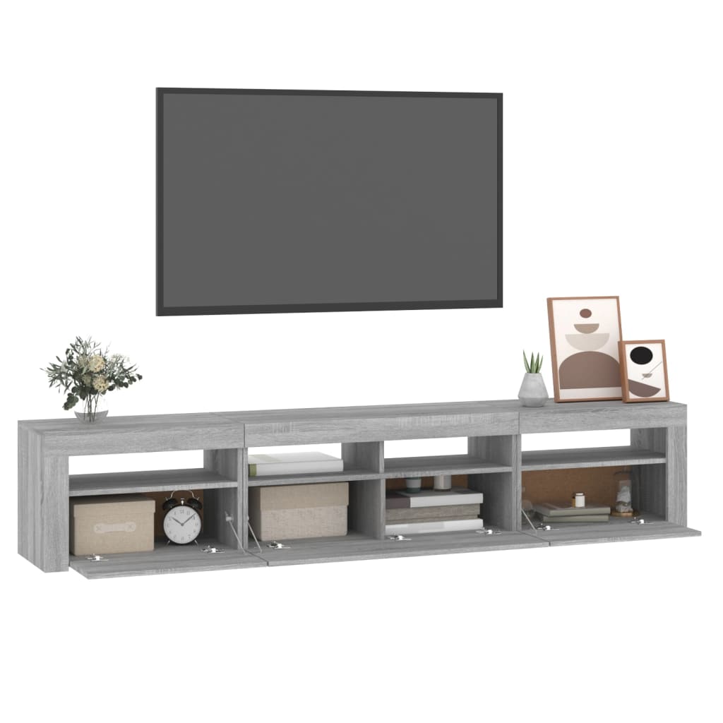 Meuble TV vidaXL avec lumières LED gris Sonoma 210x35x40 cm