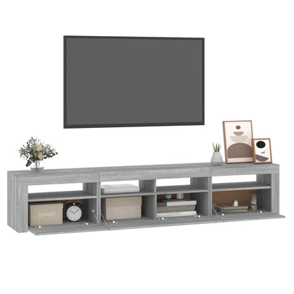 Meuble TV vidaXL avec lumières LED gris Sonoma 210x35x40 cm