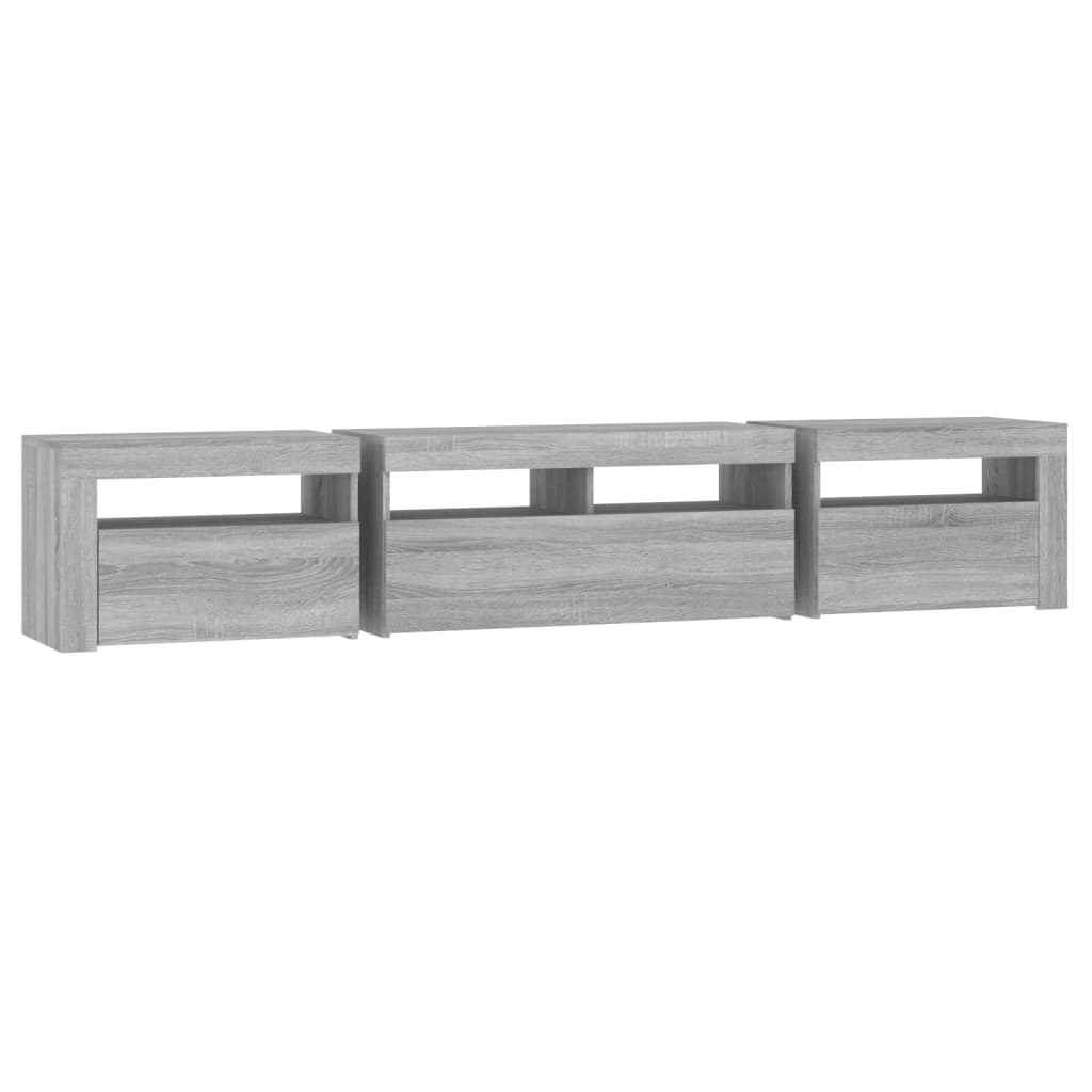 Meuble TV vidaXL avec lumières LED gris Sonoma 210x35x40 cm