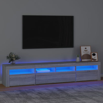 Meuble TV vidaXL avec lumières LED gris Sonoma 210x35x40 cm