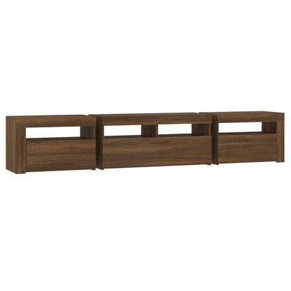 Meuble TV vidaXL avec lumières LED marron aspect chêne 210x35x40 cm